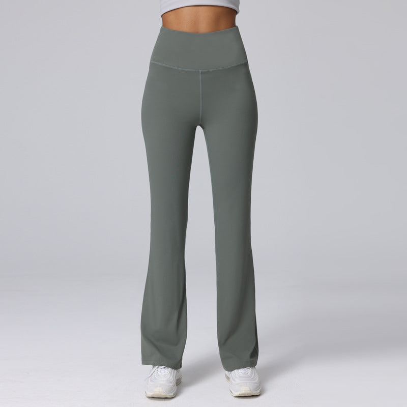 LU Women's New Fashion Joker Nude Sports Bell Bottoms with High Waist and Hip Stretch Wear Slim Yoga Pants.