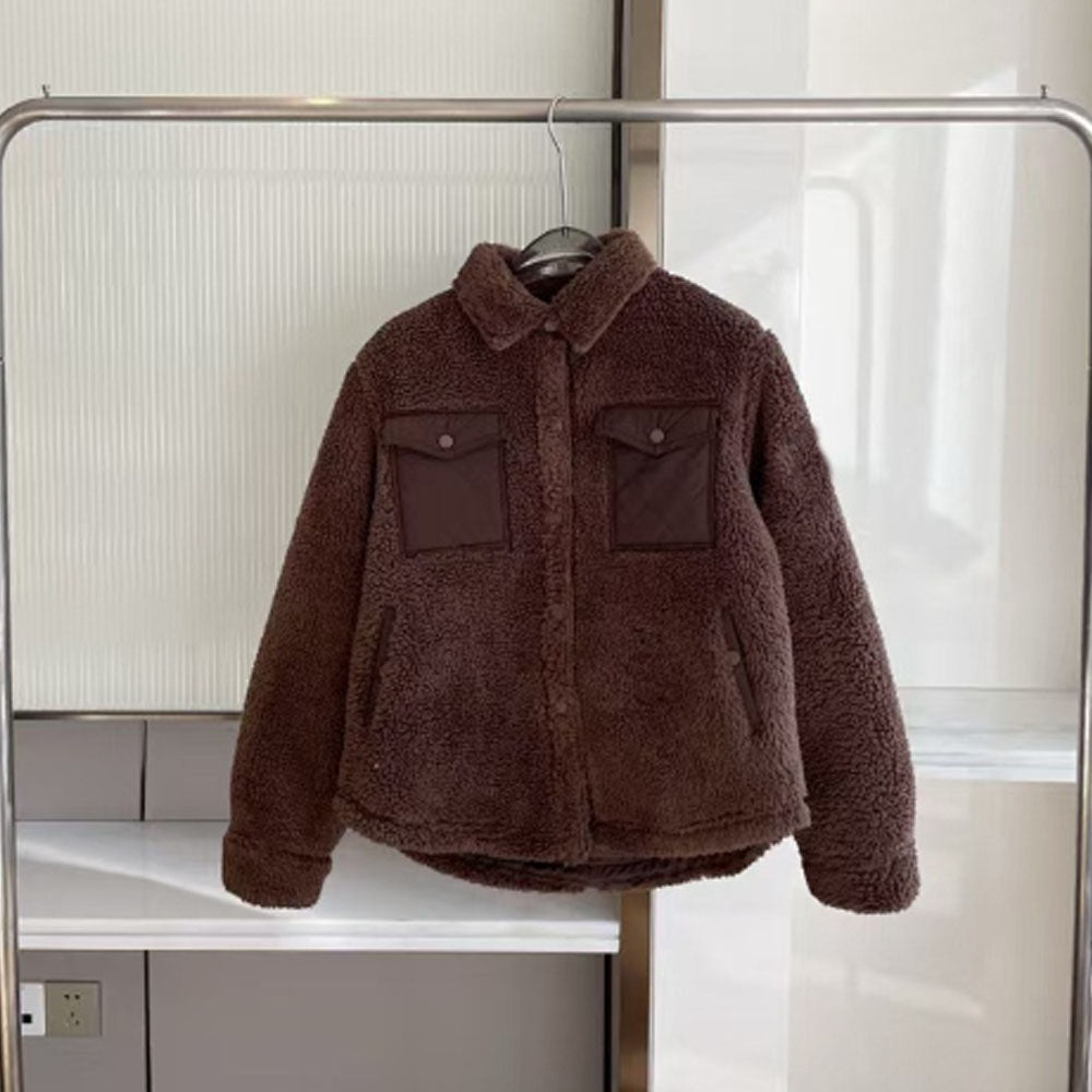 Women's new casual lambswool fabric coat