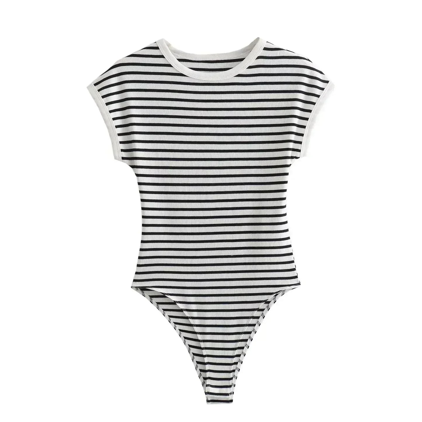 Women's New Chic Fashion Multi Color Slim O Neck Ribbed Knitted jumpsuit Retro Short sleeved Women's Short jumpsuit