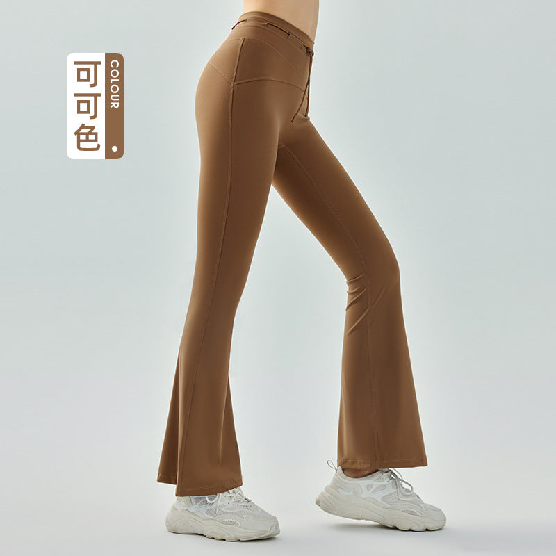 Women's new high waist drawstring micro-pull fitness pants