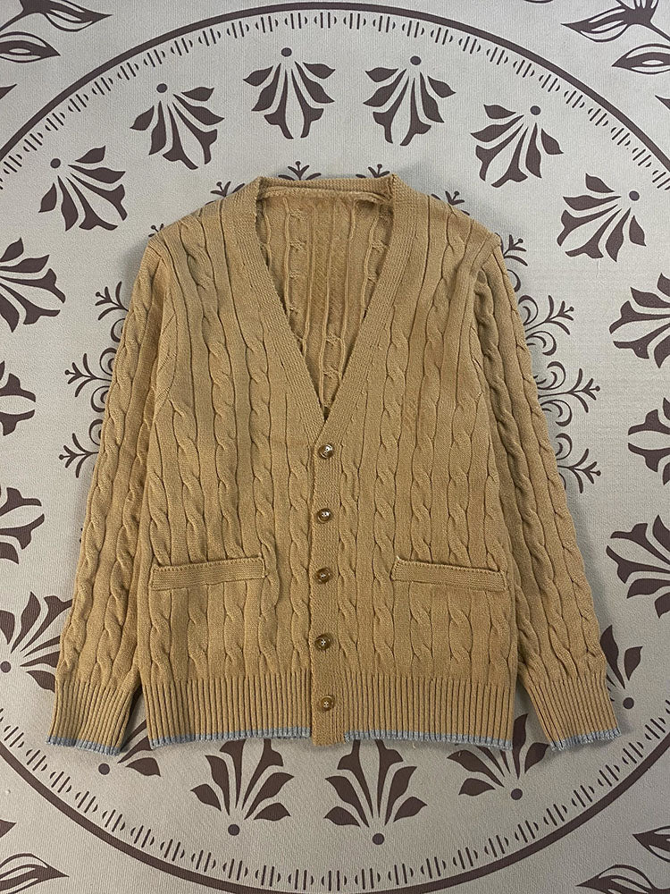 Women's embroidered V-neck button cardigan sweater coat