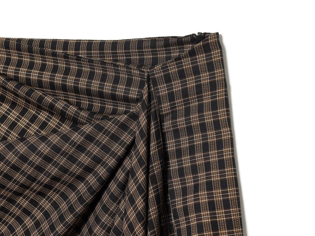 Women's pleated decorative plaid MIDI skirt