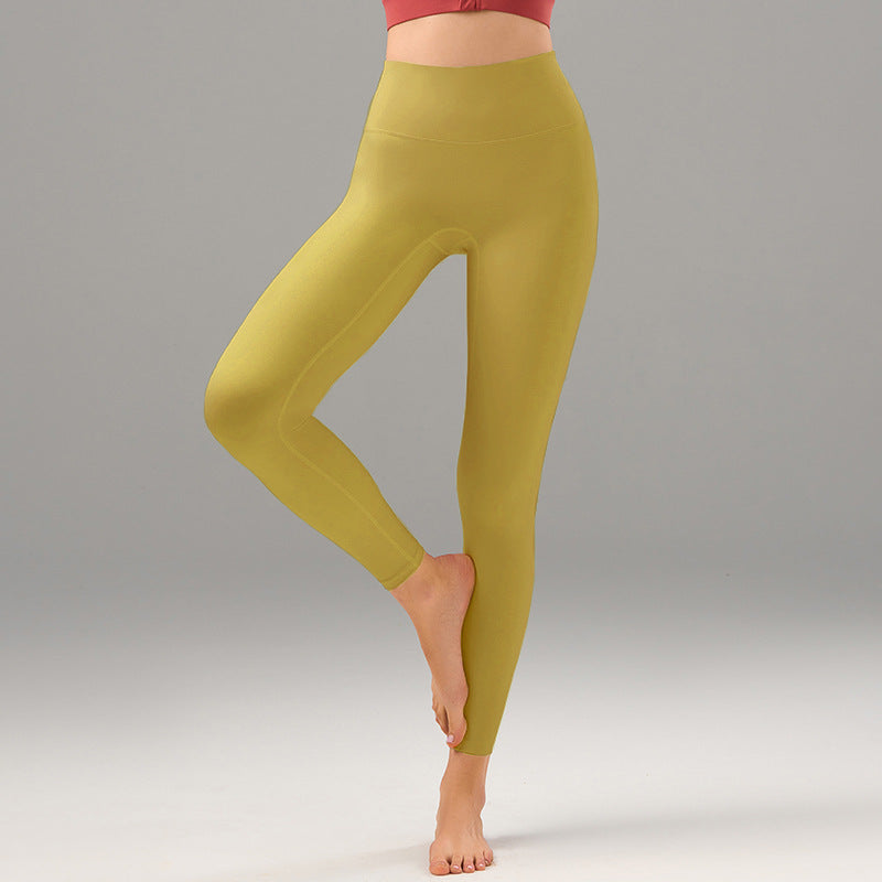 Pocket Women's New Nude Sweat-wicking Breathable Waist-lifting Hip Slim Slimming Fitness Pants