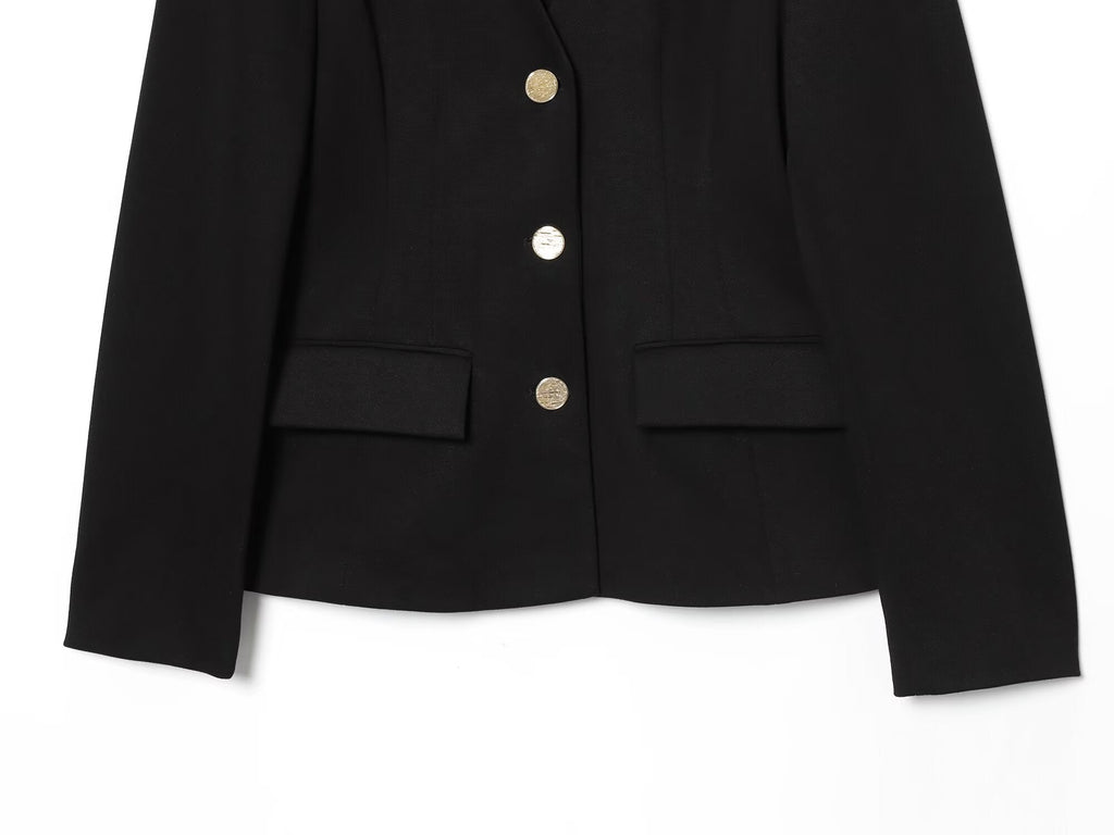 Women's new with shoulder pads slim V-neck Blazer Coat