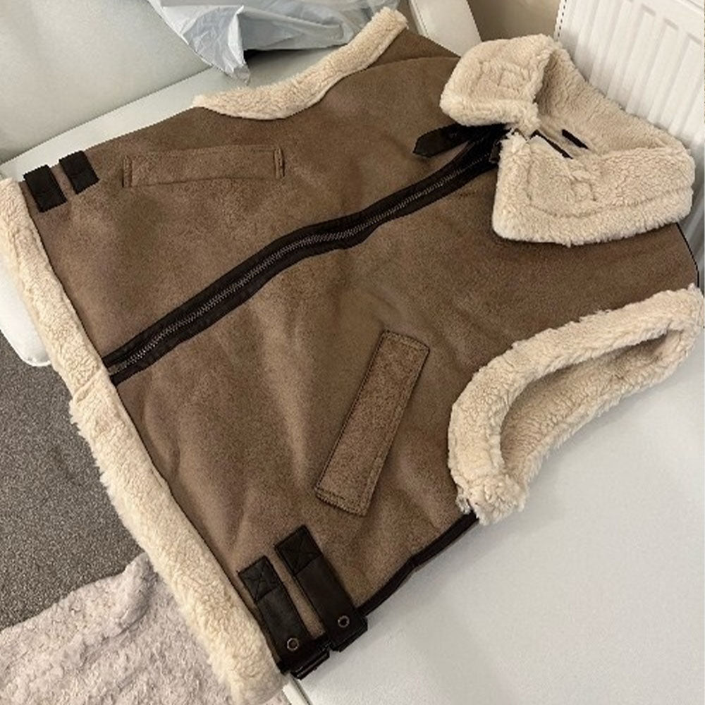 Women's fur integrated fleece zipper vest