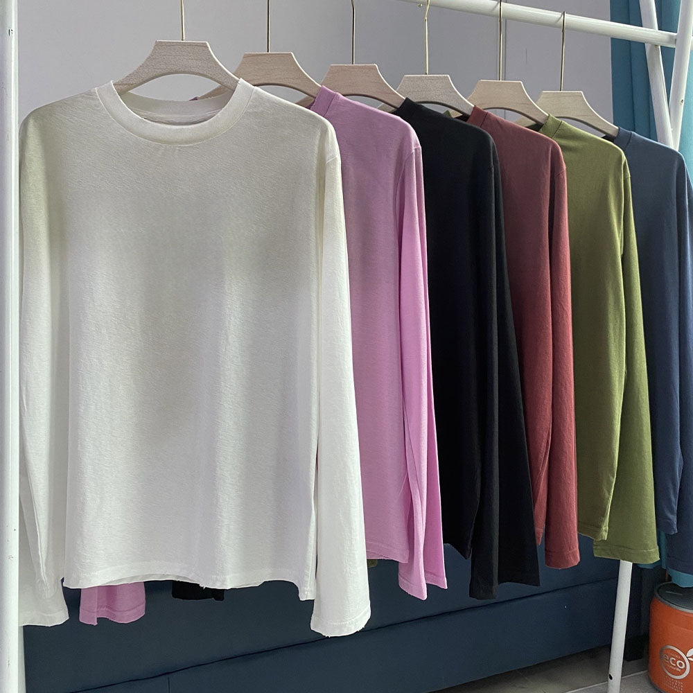 Women's new old 6-color sunscreen round neck long sleeve T-shirt