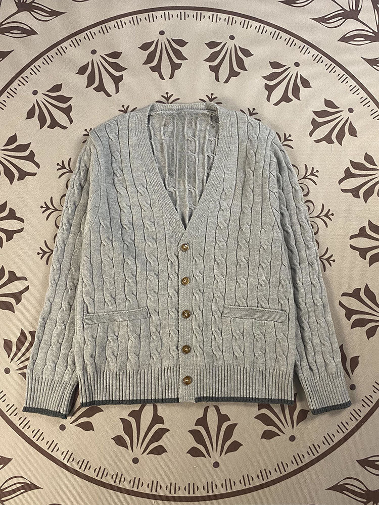 Women's embroidered V-neck button cardigan sweater coat