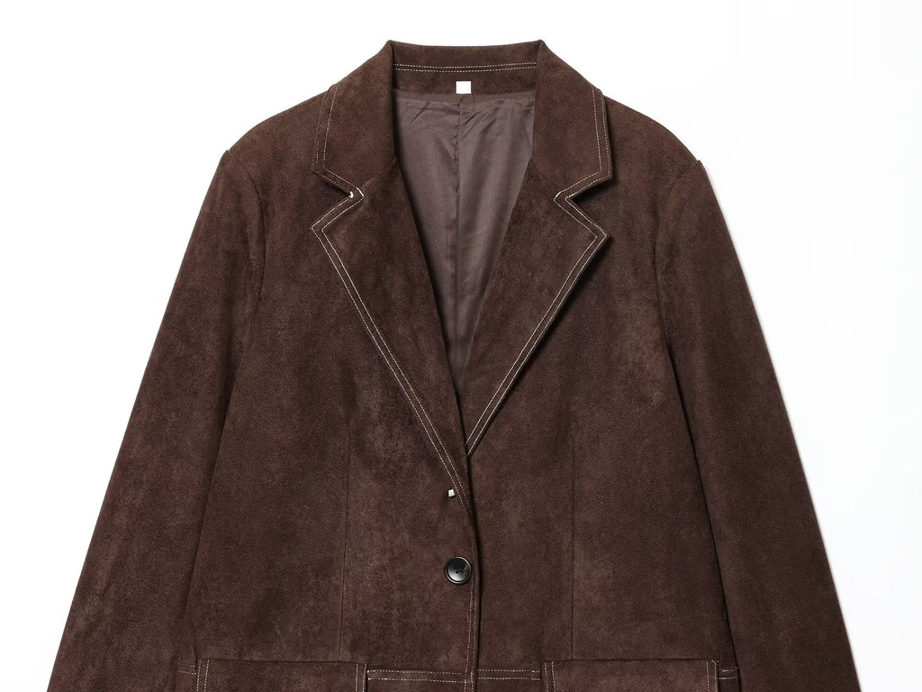 Women's new fashion loose Button-up straight suit jacket