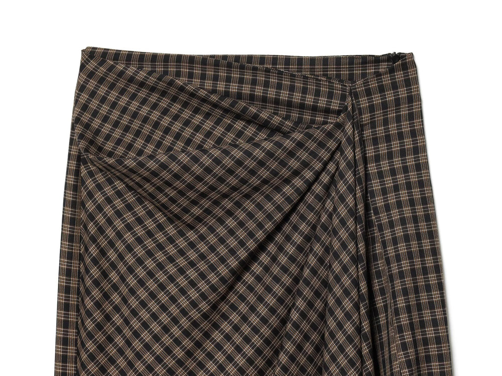 Women's pleated decorative plaid MIDI skirt
