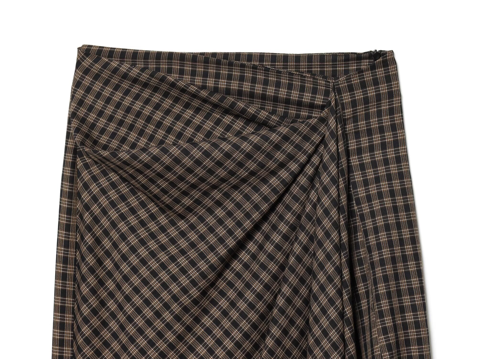 Women's pleated decorative plaid MIDI skirt