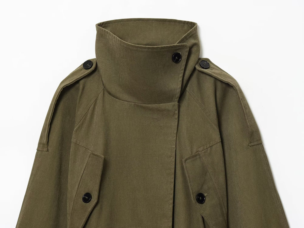 Women's new fashion with Belt loose cotton windbreaker Coat