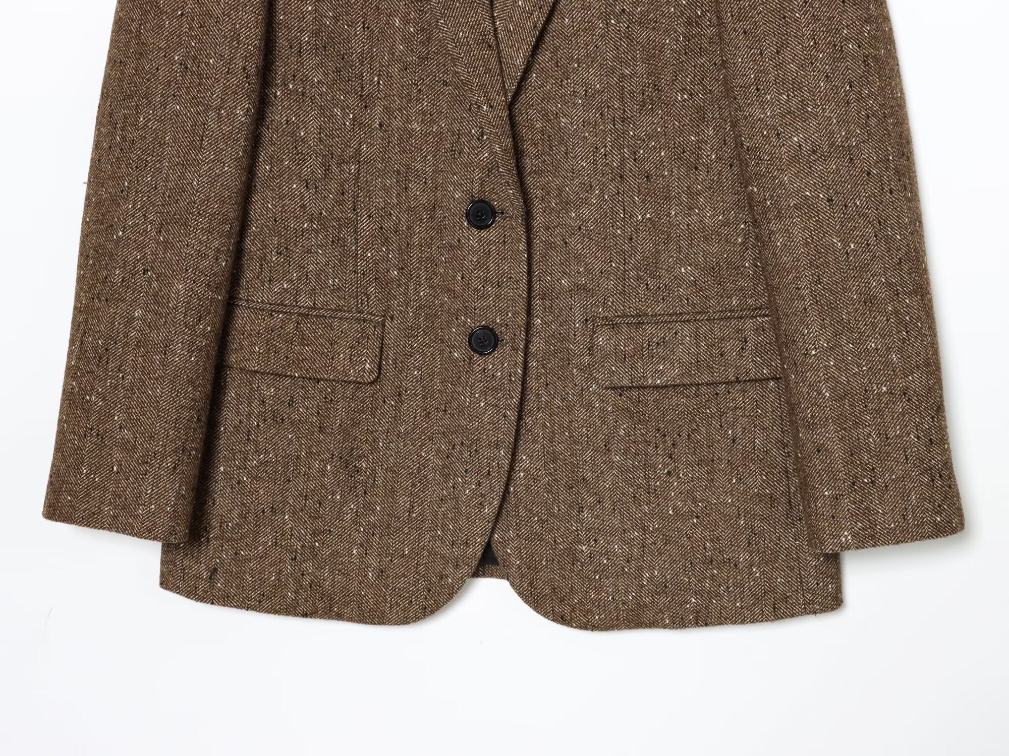 Women's loose blended herringbone diagonal Blazer Coat