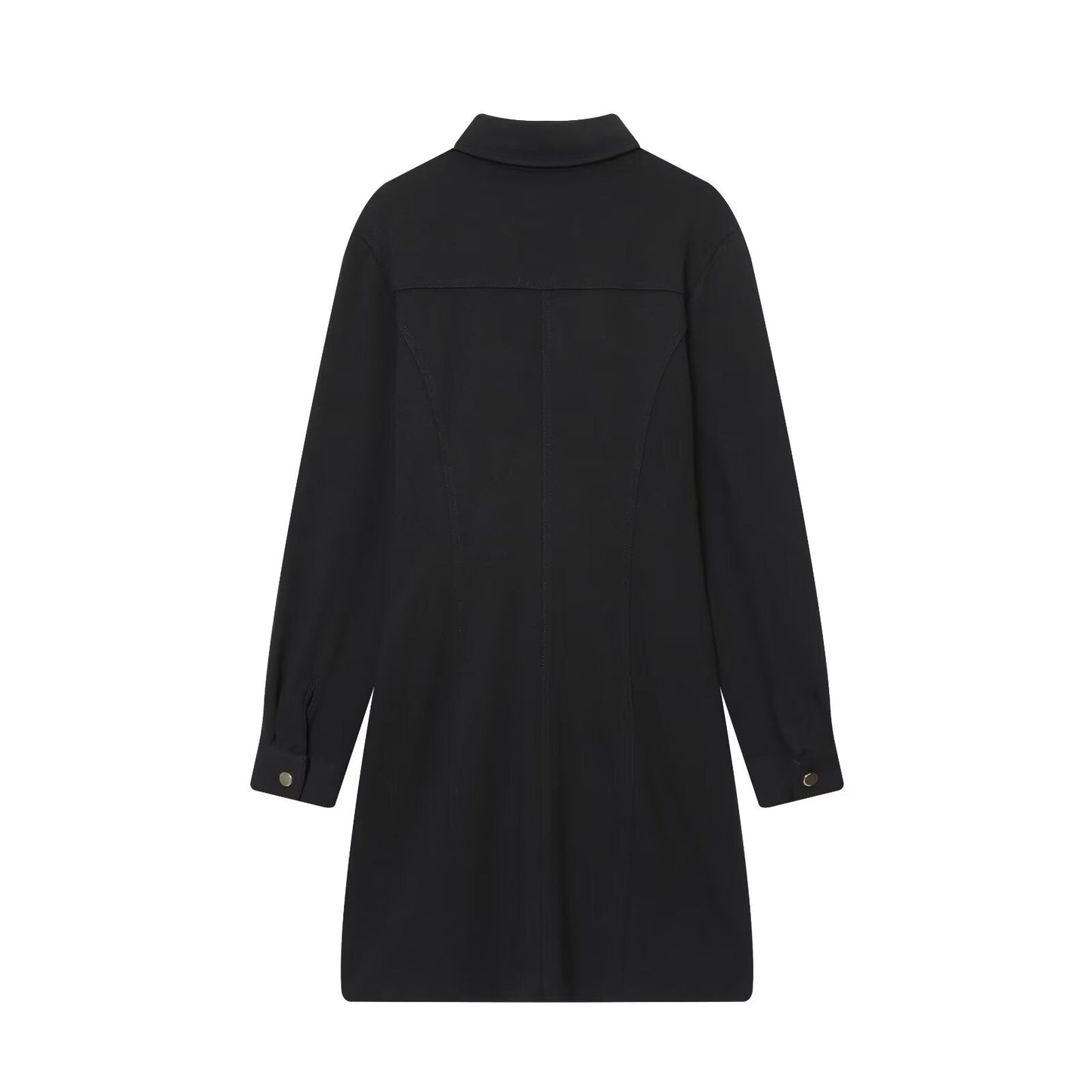 Women's new fashion slim shirt style pleated mini dress