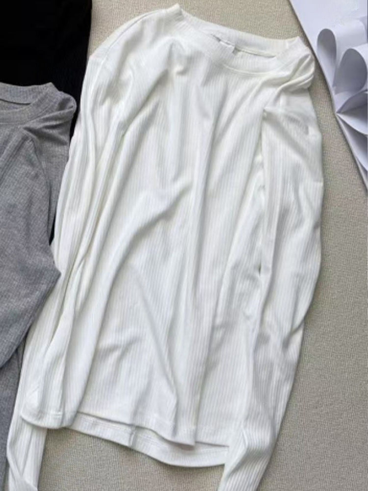 Women's new slim threaded O-neck bottoming shirt