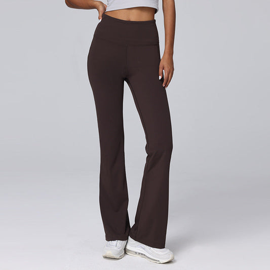 LU Women's New Fashion Joker Nude Sports Bell Bottoms with High Waist and Hip Stretch Wear Slim Yoga Pants.