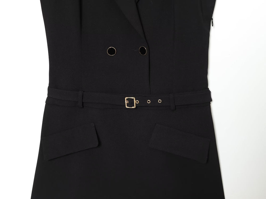 Women's with Belt sleeveless Blazer Coat effect mini dress