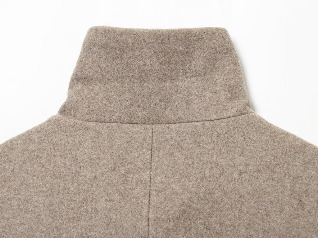 Women's loose standing collar warm woolen coat