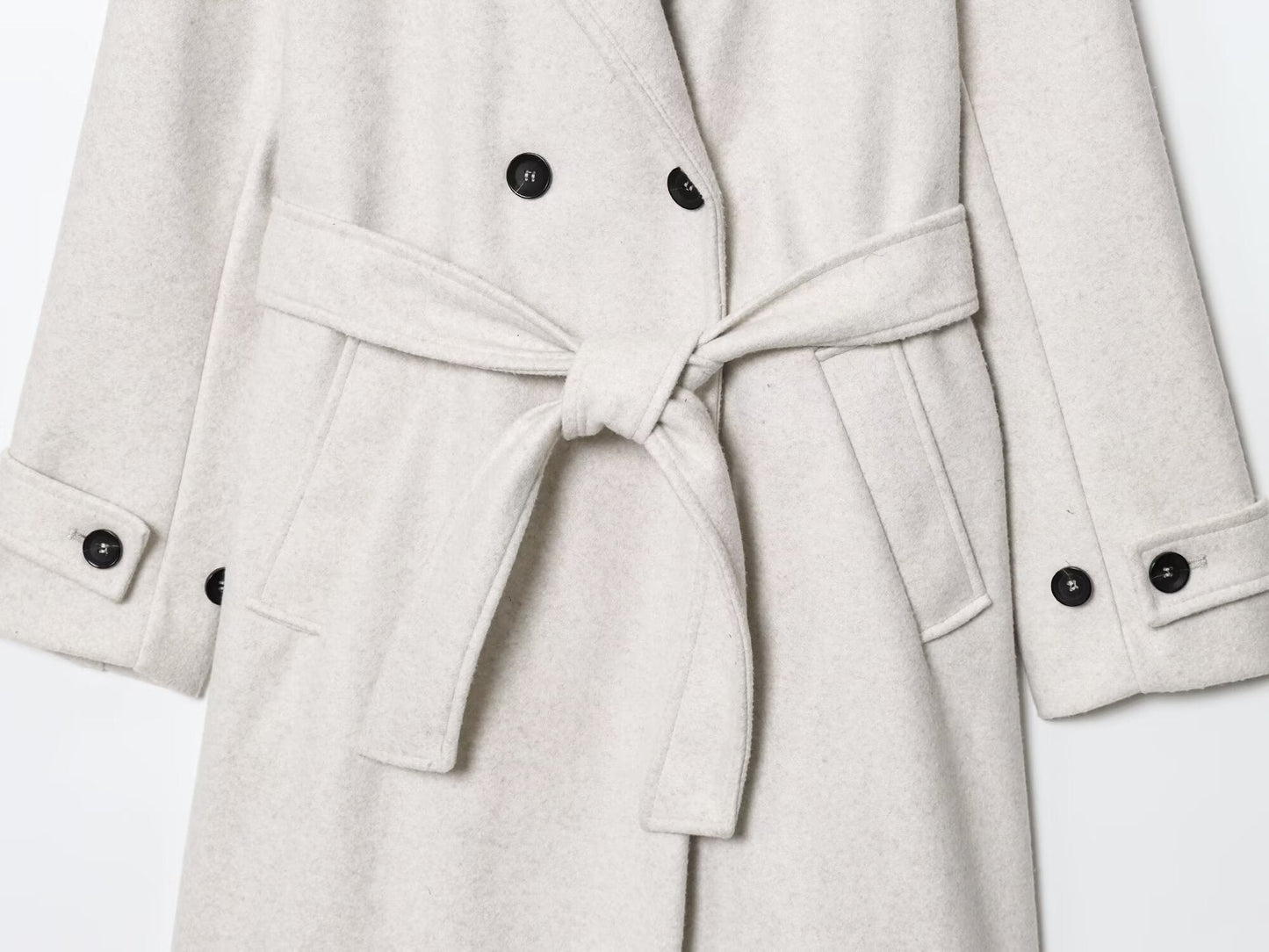 Women's with Belt loose soft texture hooded coat