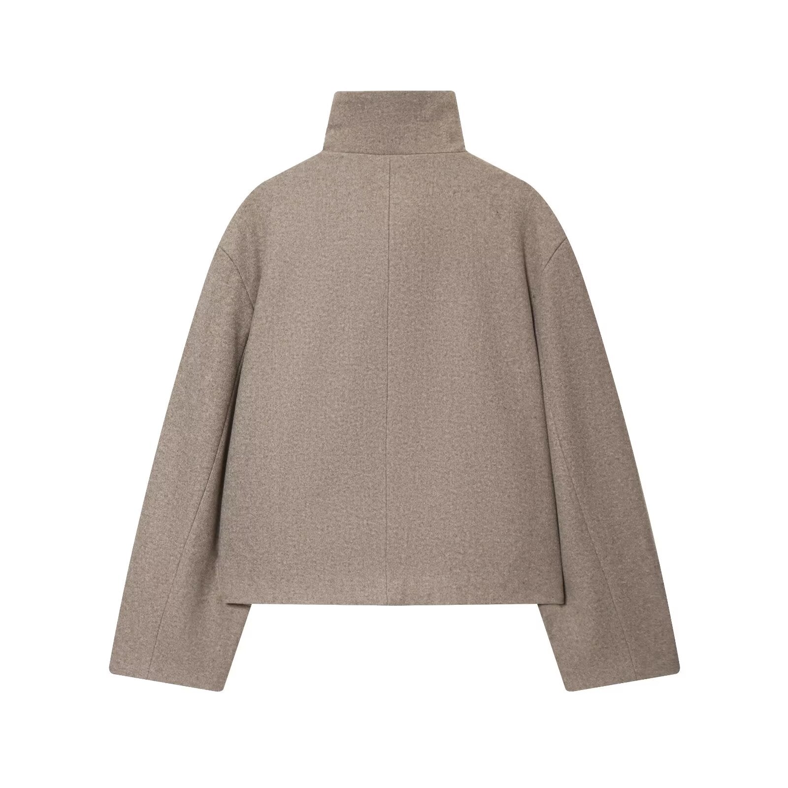 Women's loose standing collar warm woolen coat