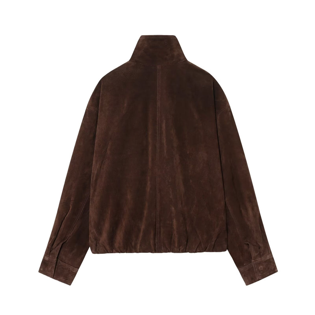 Women's new fashion anti suede effect casual stand collar jacket Coat