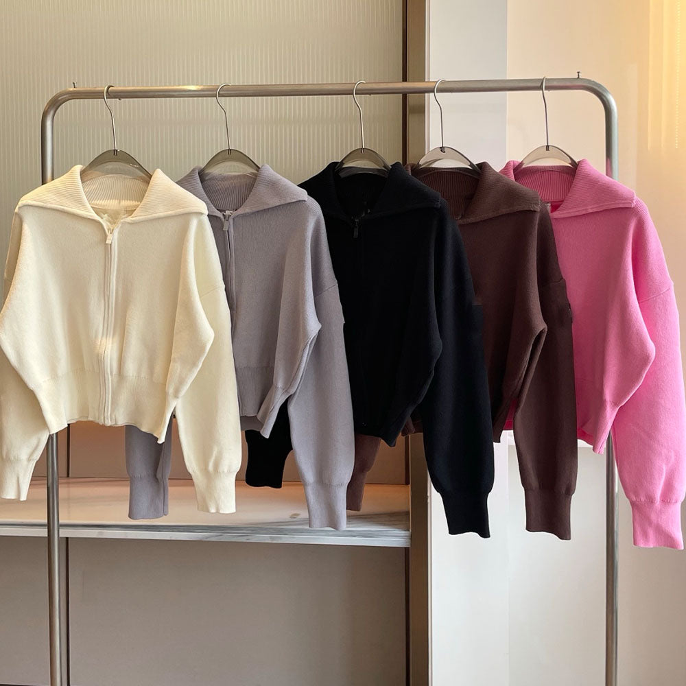 Women's new lapel sweater knit cardigan