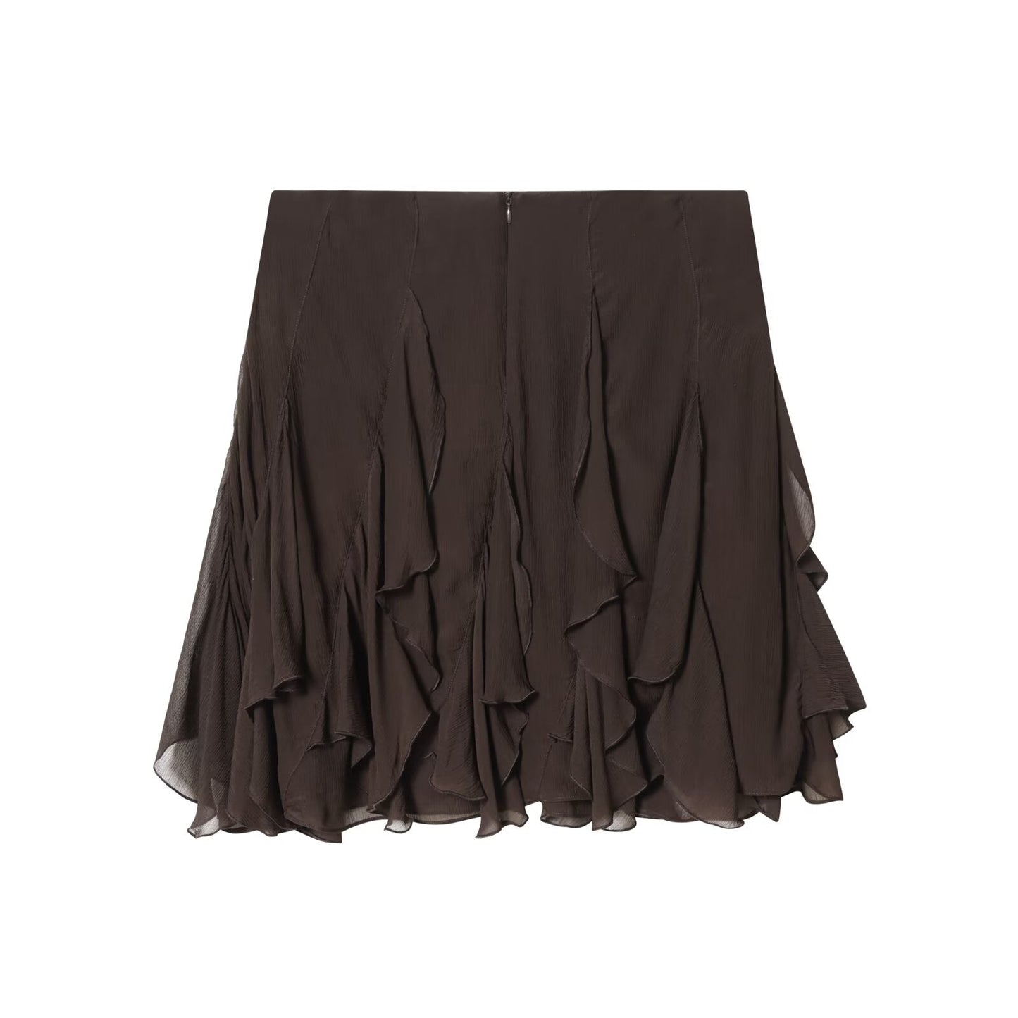 Women's asymmetrical ruffle edge draped mini skirt