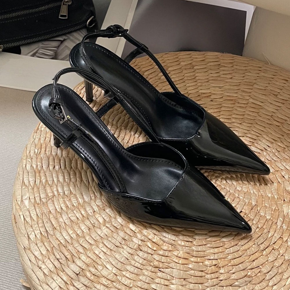 Women's new metal letter pointed high heels
