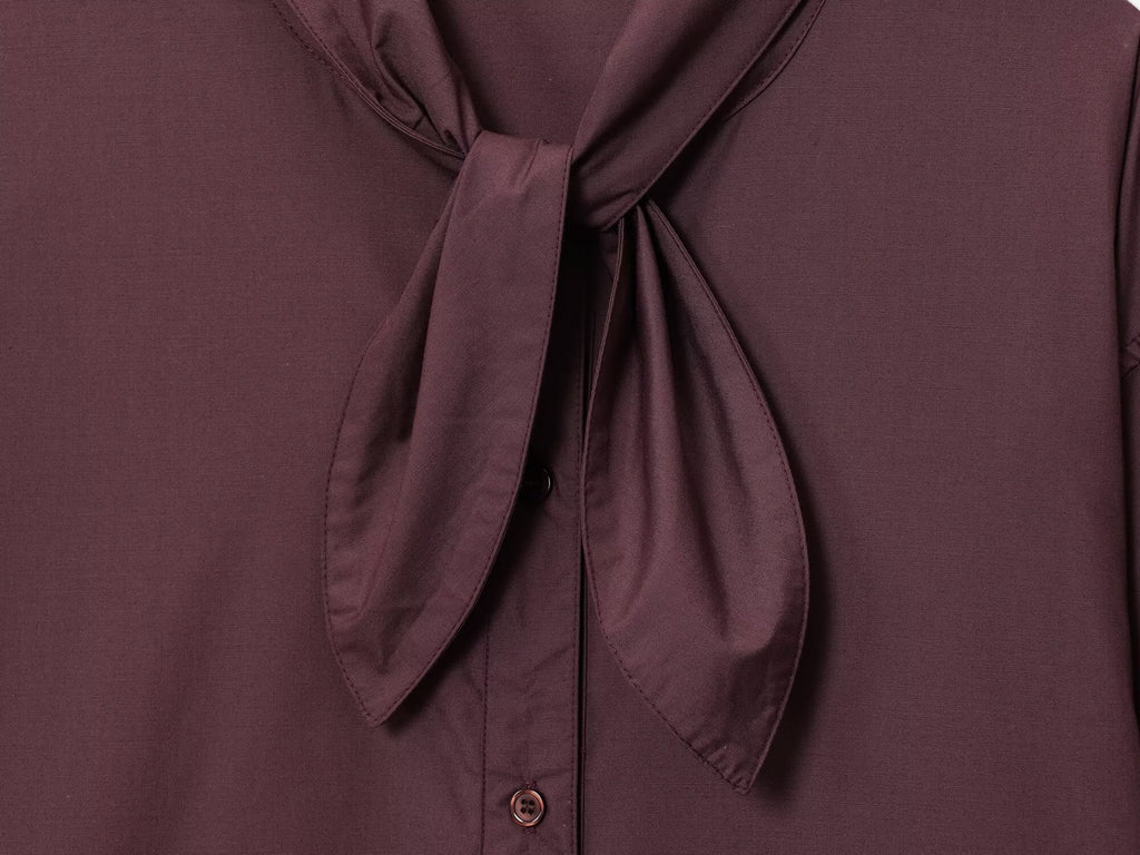 Women's new fashion scarf decoration loose poplin button up shirt