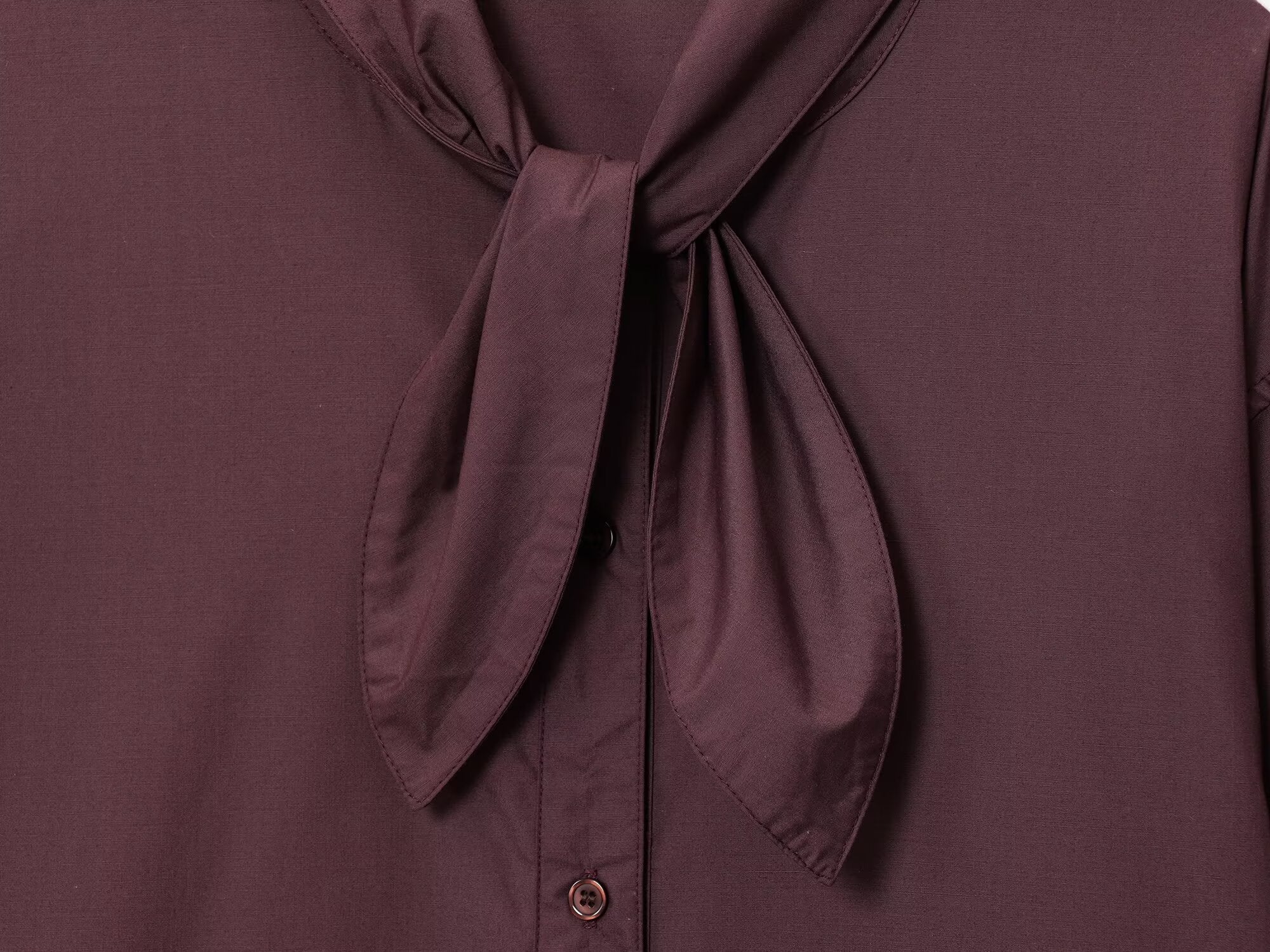 Women's new fashion scarf decoration loose poplin button up shirt