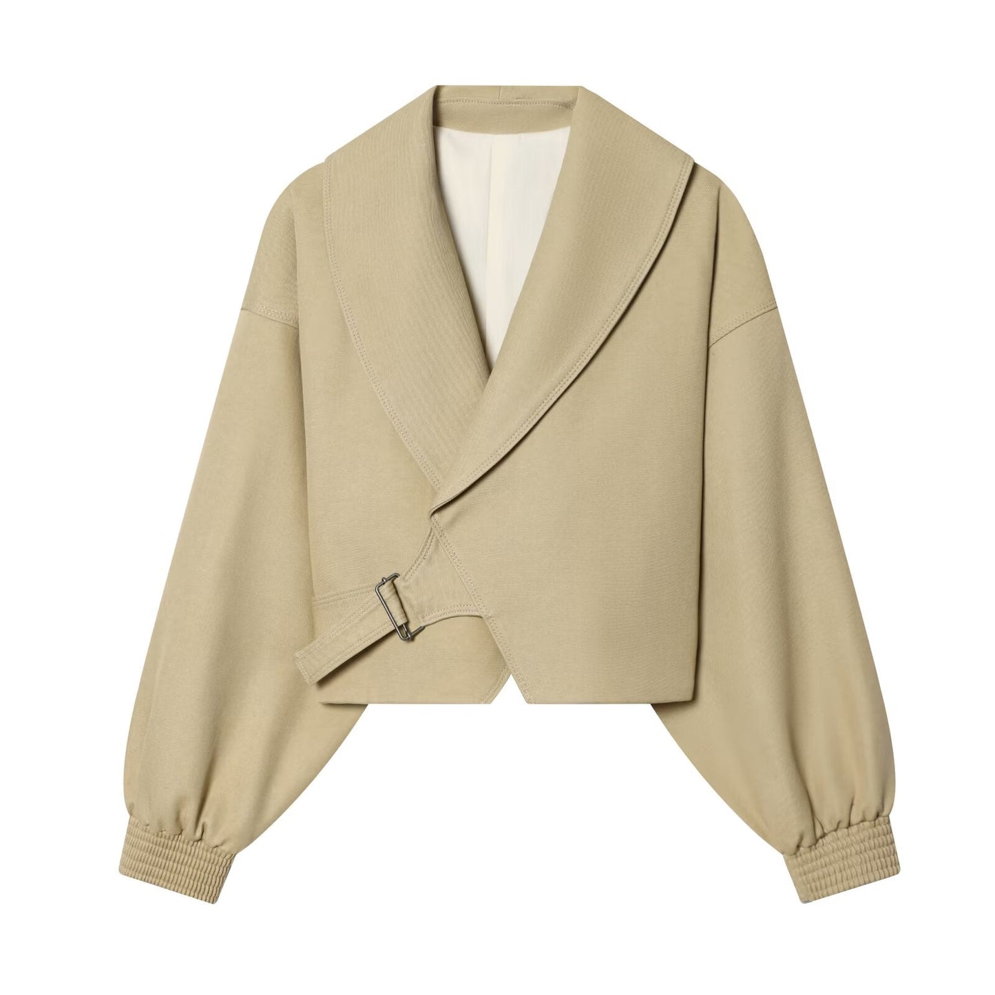 Women's long sleeved lapel short Coat