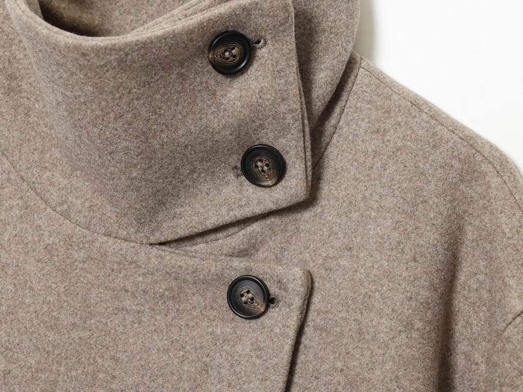 Women's loose standing collar warm woolen coat