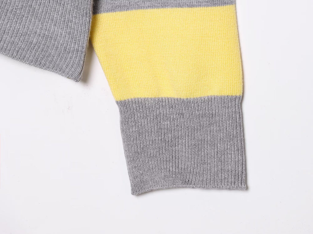 Women's casual soft texture striped knitted polo shirt