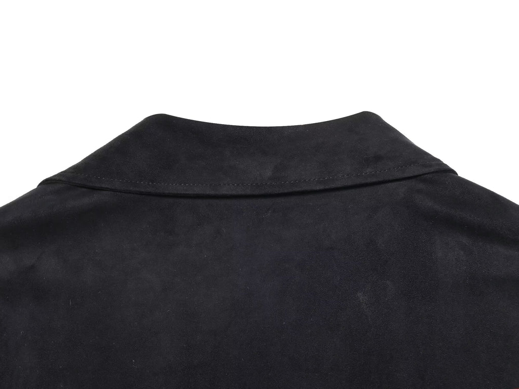 Women's black slim suede effect lace up shirt