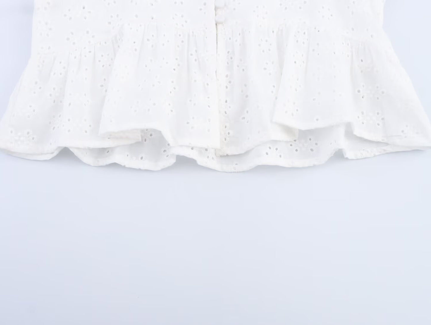 Women's hollowed out embroidered V-neck shirt