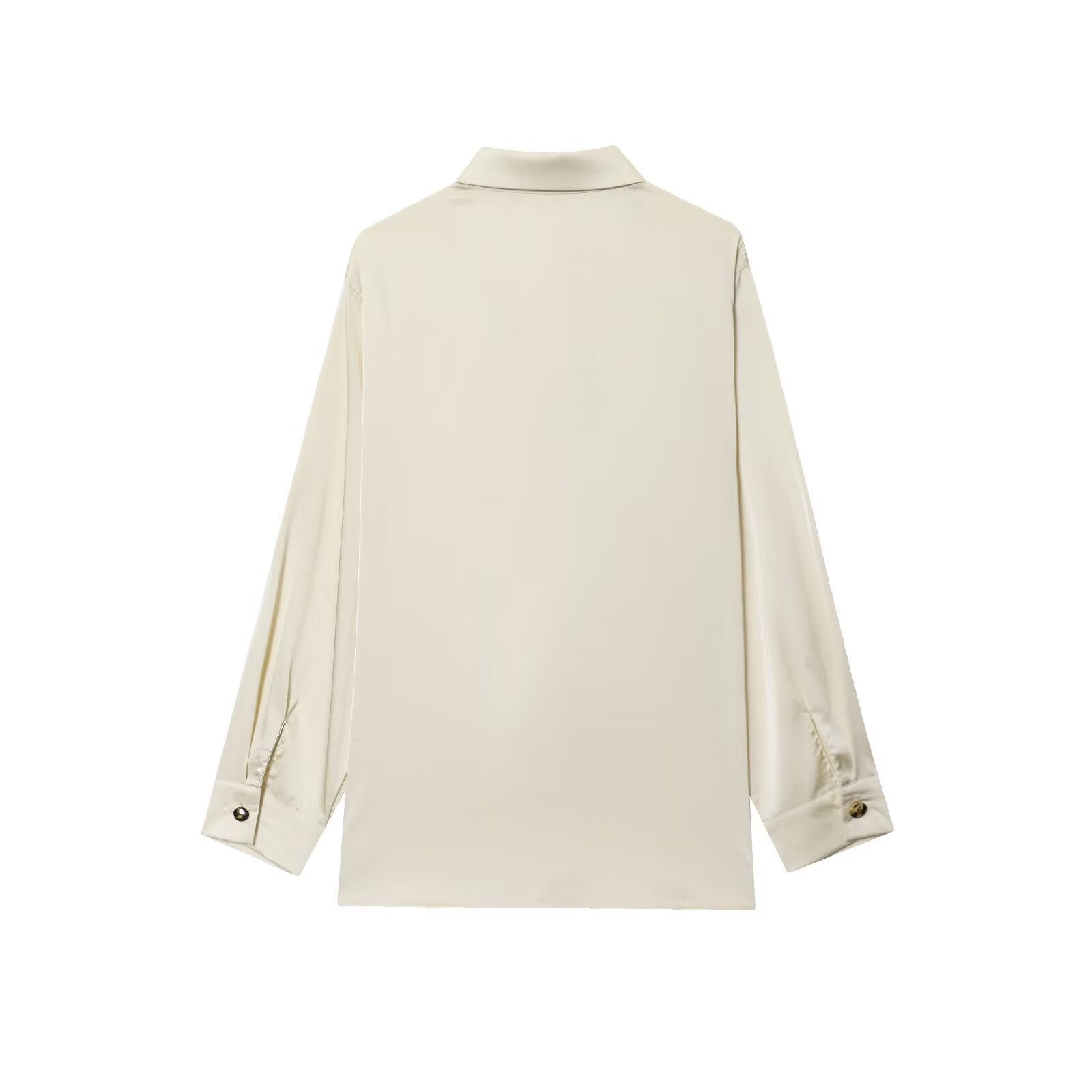 Women's new fashion knot decoration satin texture button up shirt