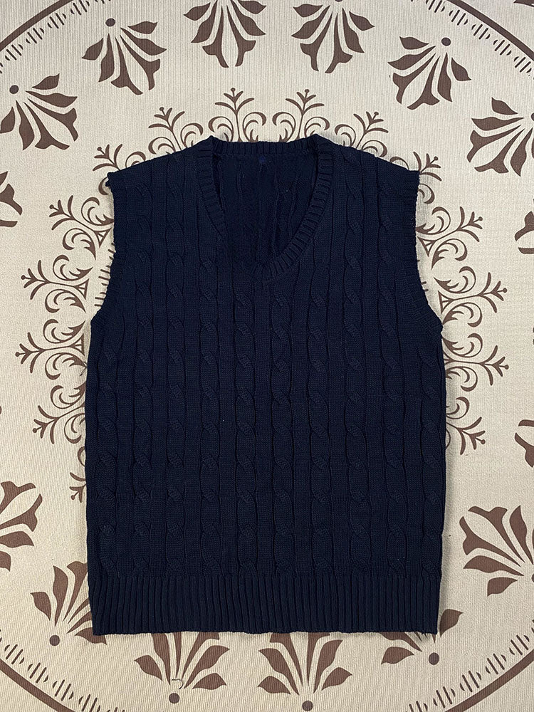 Women's embroidered V-neck vest knitted vest top