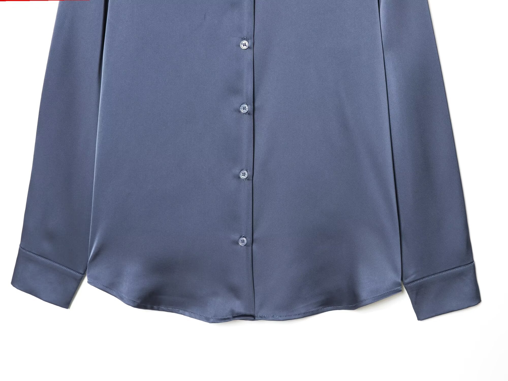 Women's casual satin textured lapel shirt