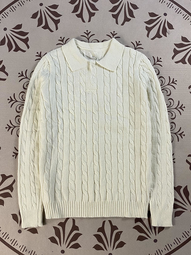 Women's embroidered POLO sweater with lapels