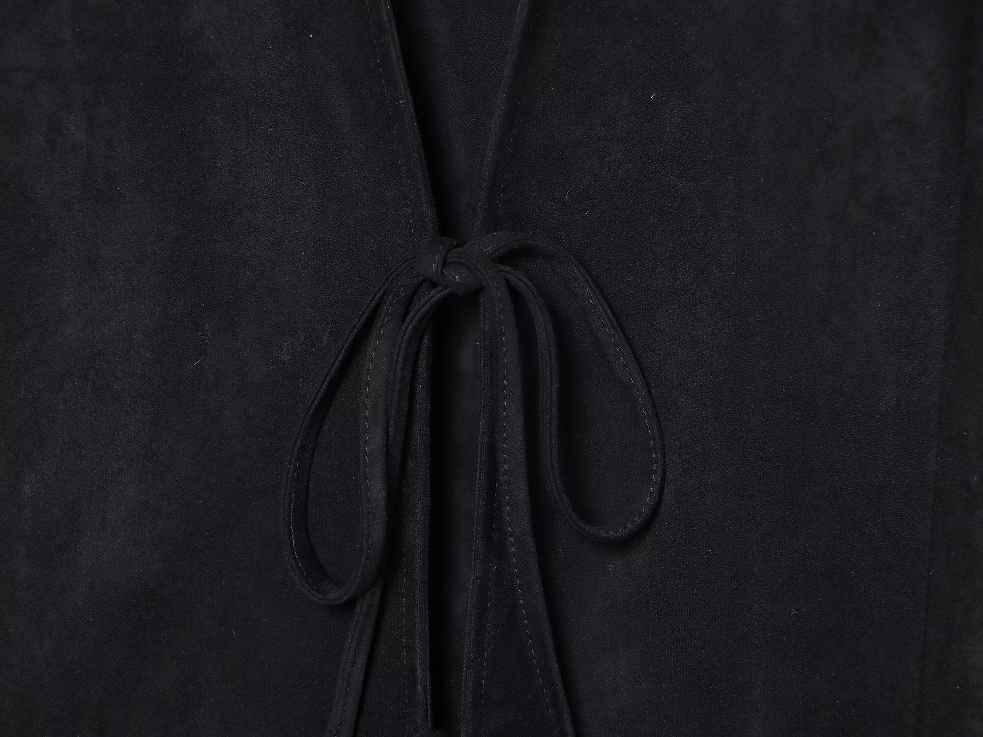 Women's black slim suede effect lace up shirt