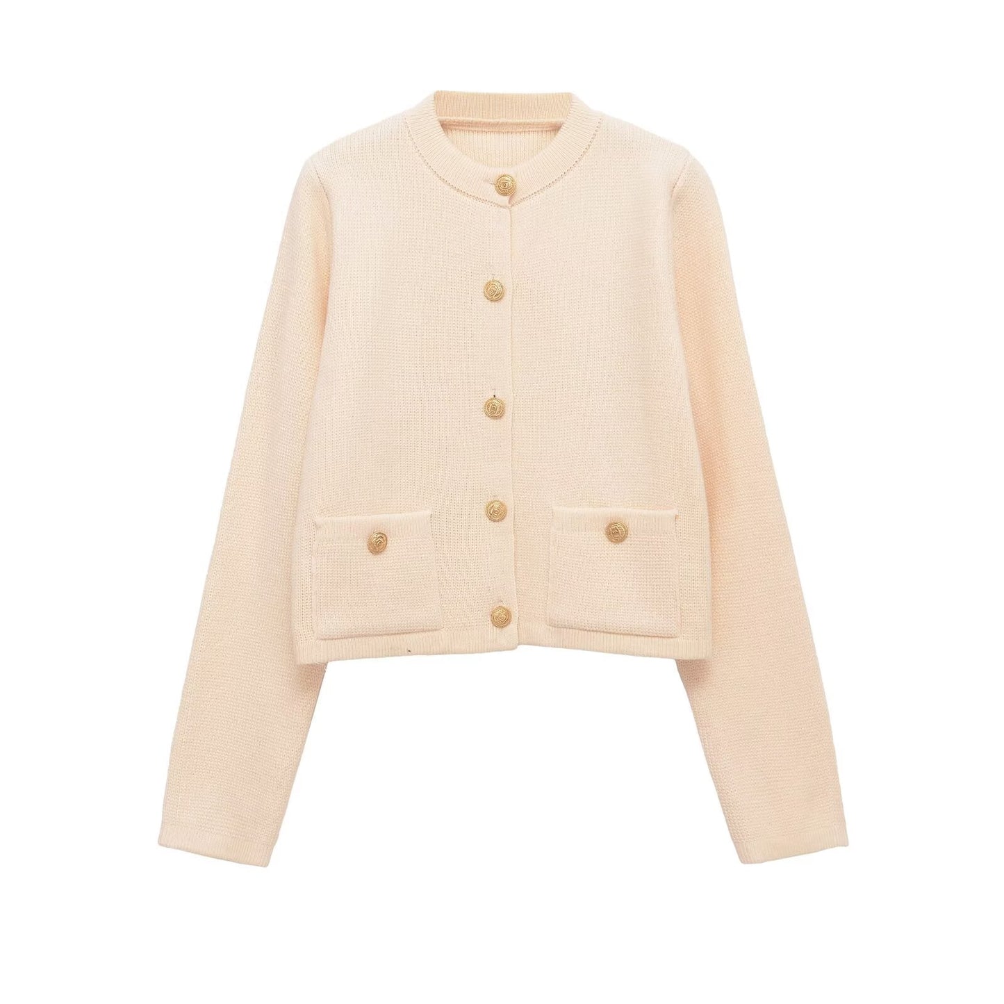Women's O Neck long sleeved elastic knitted Coat