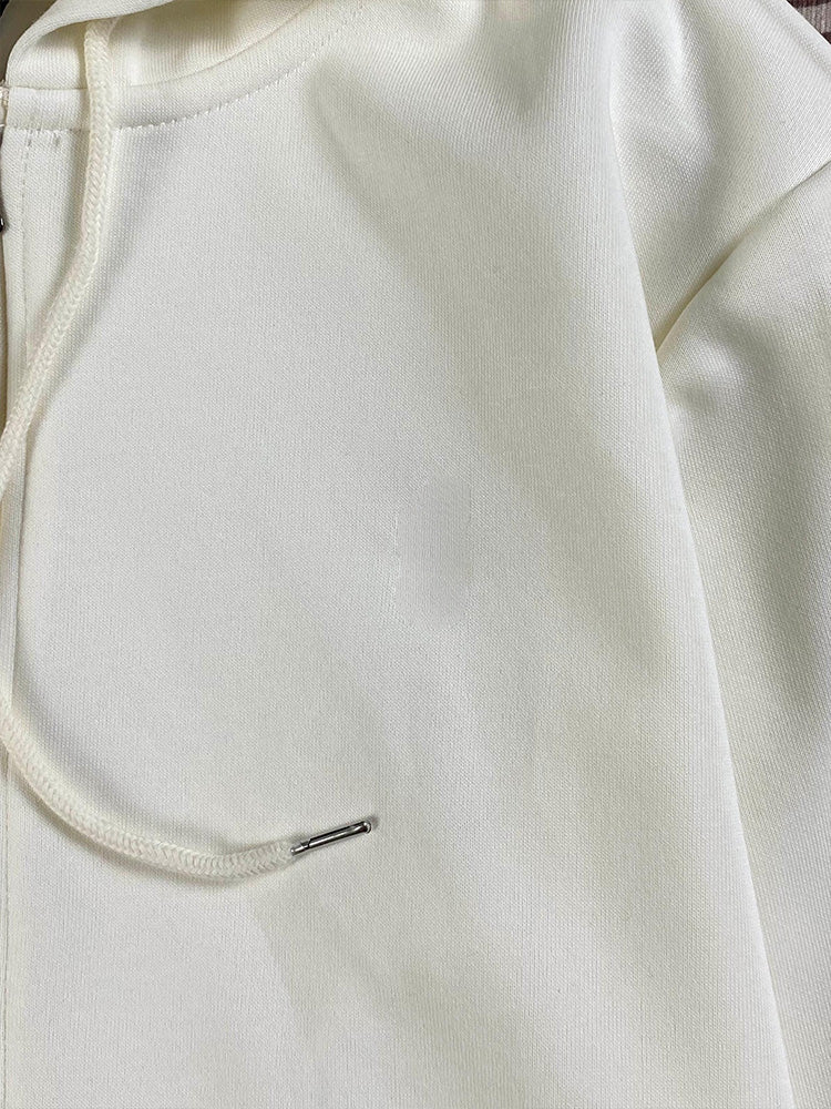 Women's new Joker embroidered sweater hooded pocket design long sleeve zipper coat.