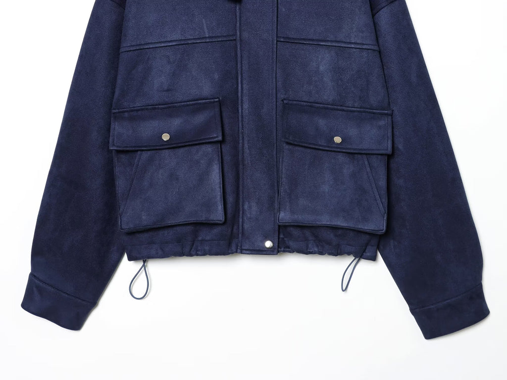 Women's suede Faux Leather pilot jacket Coat
