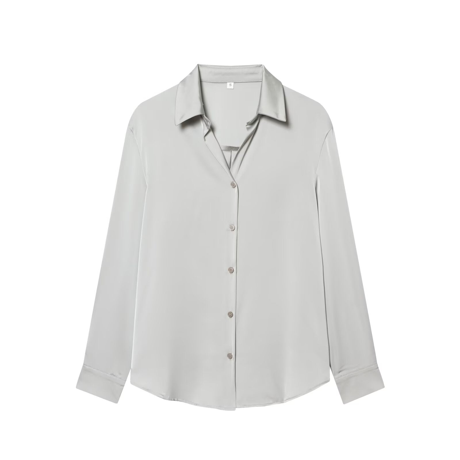 Women's casual satin textured lapel shirt
