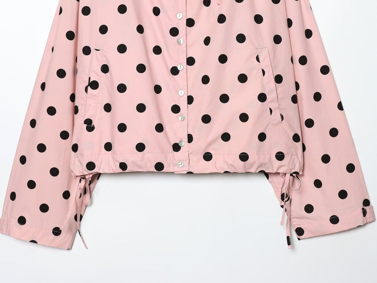 Women's lace up decorative casual polka dot Coat