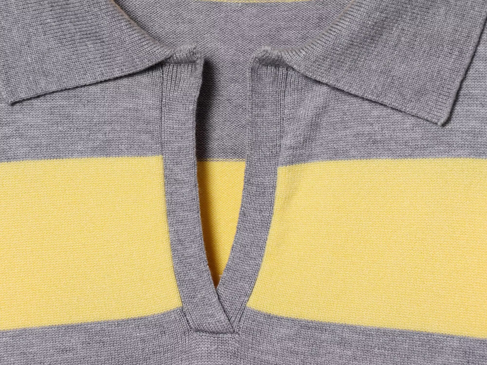 Women's casual soft texture striped knitted polo shirt