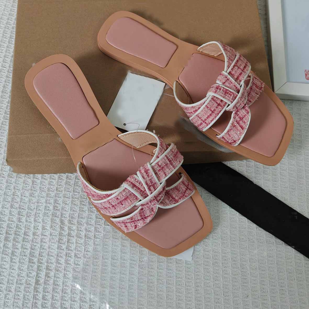 Women's New Fashion Casual Joker Woven Flat-bottomed Women's Slippers and Shoes