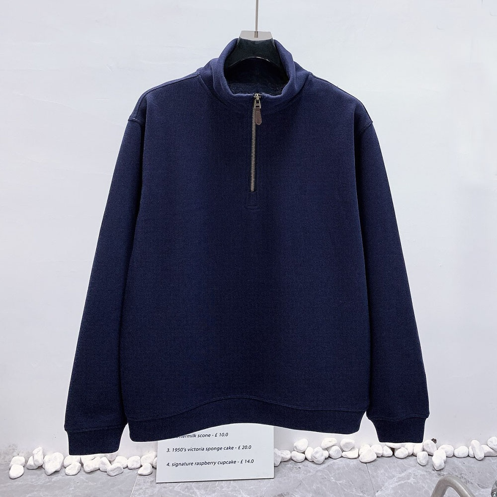 Women's new embroidered half-zipper lapel long-sleeved sweater