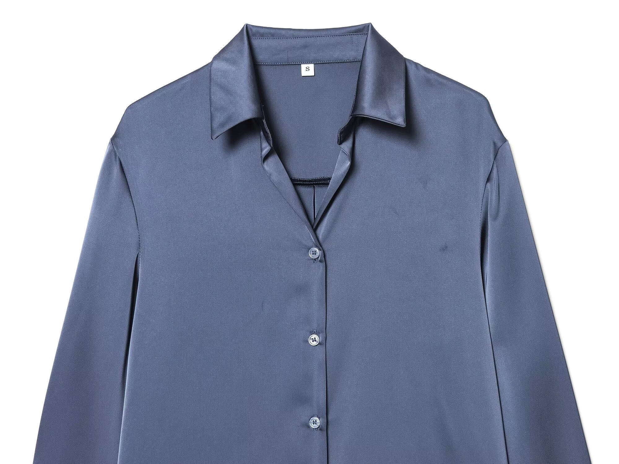 Women's casual satin textured lapel shirt