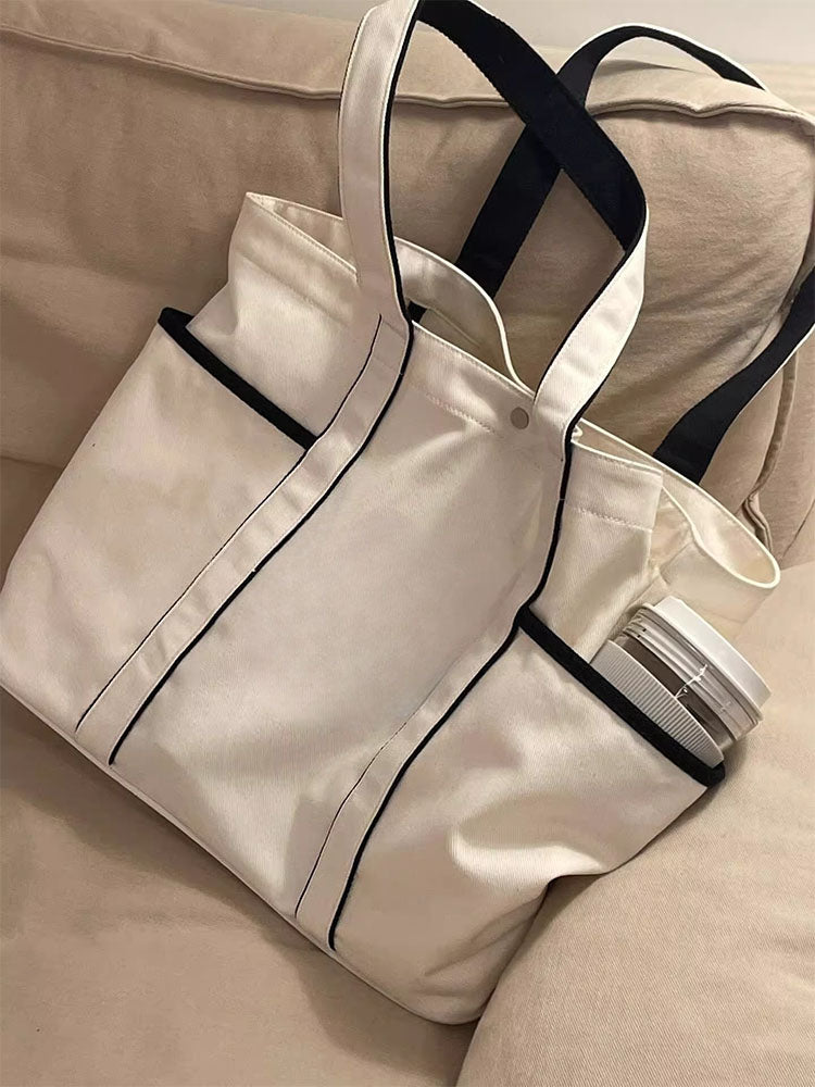 LU 2025 New Casual Joker Multi-pocket Design Canvas Handbag Tote Bag Yoga Bag