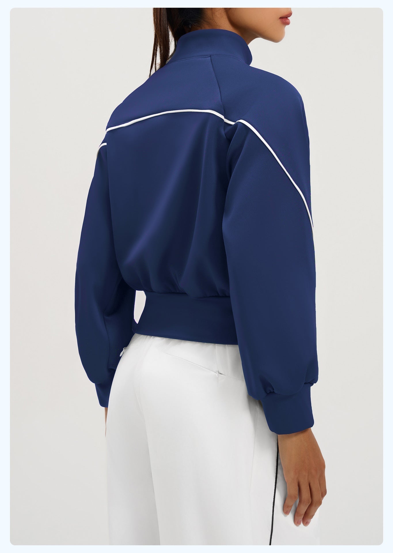 Women's autumn and winter contrast striped fleece yoga jacket